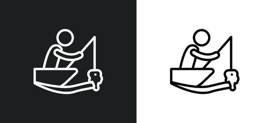 fishing man outline icon in white and black colors. fishing man flat vector icon from sports collection for web, mobile apps and ui.