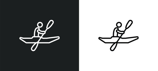 man in canoe outline icon in white and black colors. man in canoe flat vector icon from sports collection for web, mobile apps and ui.