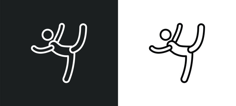 dancer balance posture on one leg outline icon in white and black colors. dancer balance posture on one leg flat vector icon from sports collection for web, mobile apps and ui.