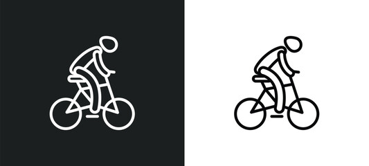 man riding bike outline icon in white and black colors. man riding bike flat vector icon from sports collection for web, mobile apps and ui.