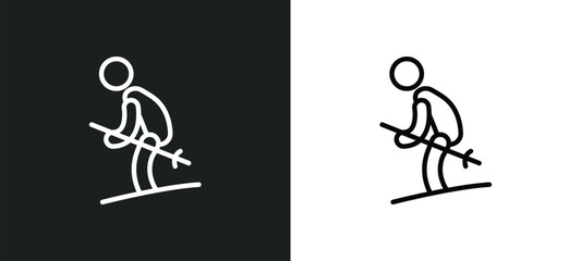 skiing outline icon in white and black colors. skiing flat vector icon from sports collection for web, mobile apps and ui.