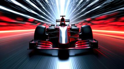 Speeding F1 Car Ignites the Cityscape. Generative AI