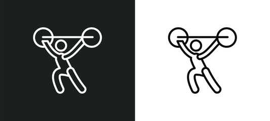 weight lifting outline icon in white and black colors. weight lifting flat vector icon from sports collection for web, mobile apps and ui.