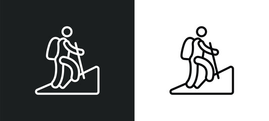 trekking outline icon in white and black colors. trekking flat vector icon from sports collection for web, mobile apps and ui.