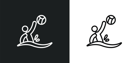 Obraz premium waterpolo outline icon in white and black colors. waterpolo flat vector icon from sports collection for web, mobile apps and ui.