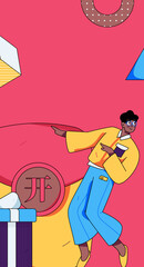 Holiday Shopping E-Commerce Online Shopping People Flat Vector Concept Operation Hand Drawn Illustration
