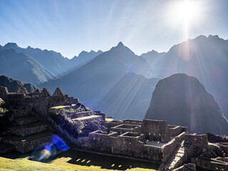 Ruinas de Machu Picchu en el Valle Sagrado, Cuzco, Cusco, Peru - obrazy, fototapety, plakaty