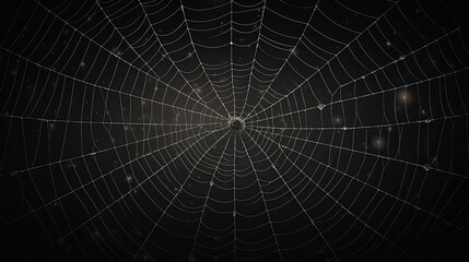 Obraz premium spider web with realistic details, forming spooky cobweb frames on a dark Halloween background