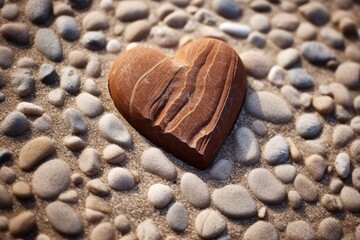 Heart shaped pebble stone. Generative AI. - 622681344