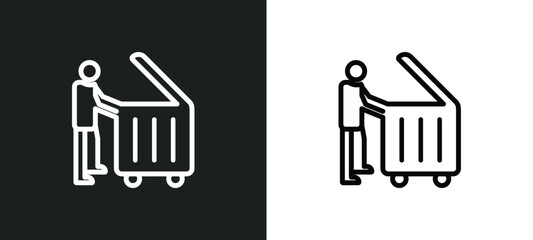 Obraz premium homeless outline icon in white and black colors. homeless flat vector icon from social collection for web, mobile apps and ui.