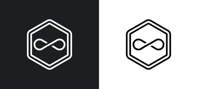 infinite outline icon in white and black colors. infinite flat vector icon from signs collection for web, mobile apps and ui.