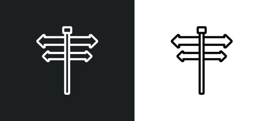 directional outline icon in white and black colors. directional flat vector icon from signs collection for web, mobile apps and ui.