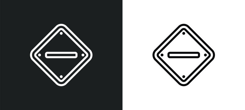 substract outline icon in white and black colors. substract flat vector icon from signs collection for web, mobile apps and ui.