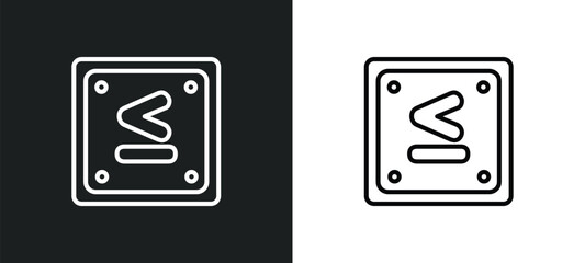 is less than or equal to outline icon in white and black colors. is less than or equal to flat vector icon from signs collection for web, mobile apps and ui.