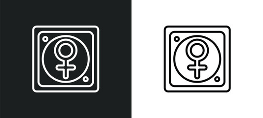 femenine outline icon in white and black colors. femenine flat vector icon from signs collection for web, mobile apps and ui.
