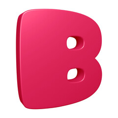3D pink alphabet letter b for education and text concept