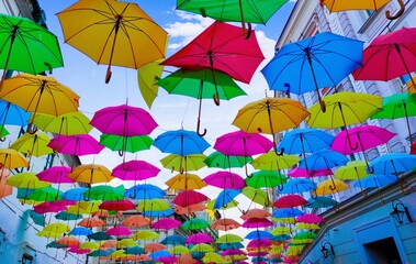 Fototapeta na wymiar Umbrella sky in the city