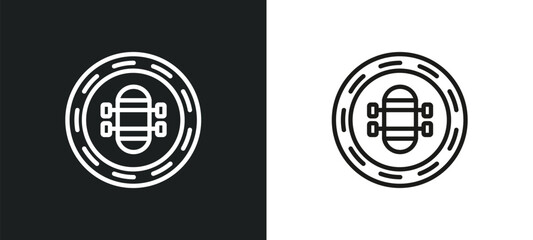 skateboard outline icon in white and black colors. skateboard flat vector icon from signs collection for web, mobile apps and ui.