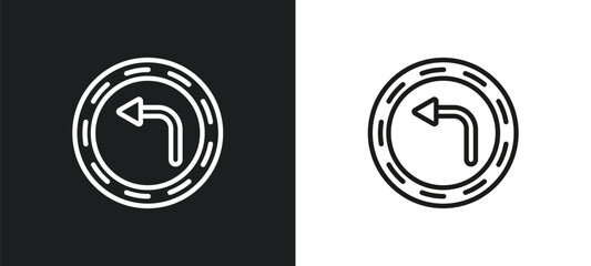 turn outline icon in white and black colors. turn flat vector icon from signs collection for web, mobile apps and ui.