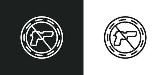 guns outline icon in white and black colors. guns flat vector icon from signs collection for web, mobile apps and ui.