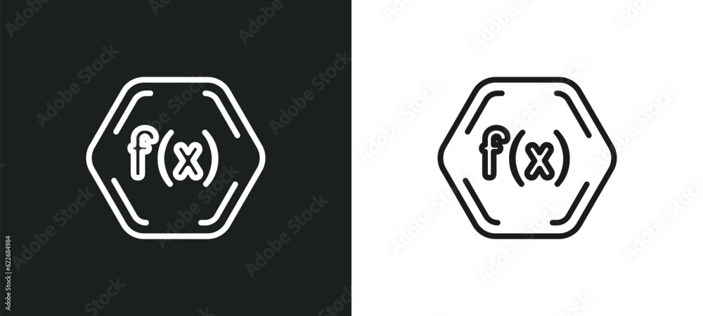 Poster function outline icon in white and black colors. function flat vector icon from shapes collection fo