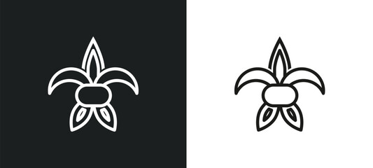 fleur de lis outline icon in white and black colors. fleur de lis flat vector icon from shapes and symbols collection for web, mobile apps and ui.
