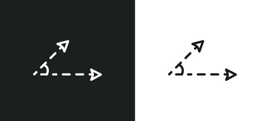 angle of acute outline icon in white and black colors. angle of acute flat vector icon from shapes collection for web, mobile apps and ui.