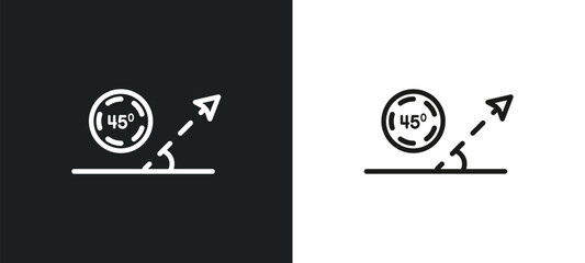 acute angle of 45 degrees outline icon in white and black colors. acute angle of 45 degrees flat vector icon from shapes collection for web, mobile apps and ui. - obrazy, fototapety, plakaty