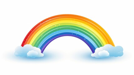 Cartoon illustration - Cute colorful rainbow symbol with a cloud, isolated on white background (Generative Ai)