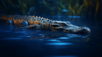 Obraz premium crocodile in the water HD 8K wallpaper Stock Photographic Image