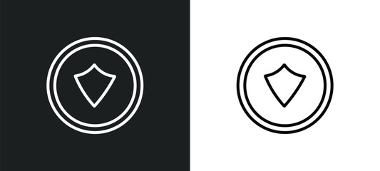 black shield outline icon in white and black colors. black shield flat vector icon from security collection for web, mobile apps and ui.