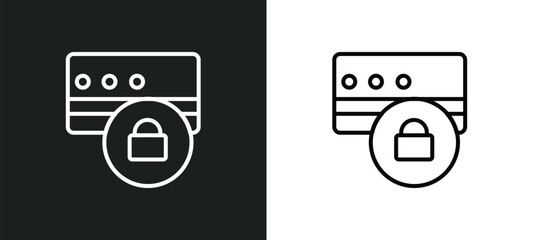protected credit card outline icon in white and black colors. protected credit card flat vector icon from security collection for web, mobile apps and ui.