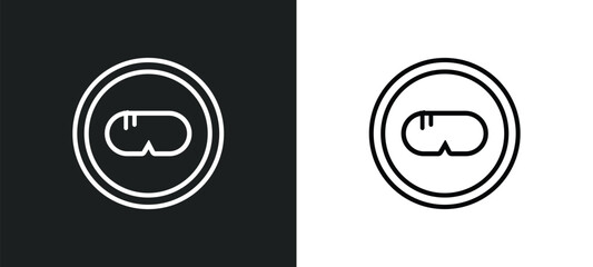 ski goggles outline icon in white and black colors. ski goggles flat vector icon from security collection for web, mobile apps and ui.