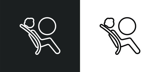 airbag outline icon in white and black colors. airbag flat vector icon from security collection for web, mobile apps and ui. - obrazy, fototapety, plakaty
