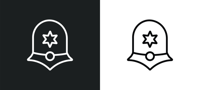 police helmet outline icon in white and black colors. police helmet flat vector icon from security collection for web, mobile apps and ui.