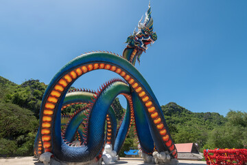 Beautiful Naga statue, Wat Tham Jang, New Landmark, Phetchaburi Province Unseen Thailand