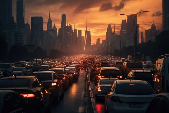 Heavy Traffic in Megacity - Urban Life - Stress