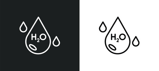 h2o outline icon in white and black colors. h2o flat vector icon from science collection for web, mobile apps and ui.