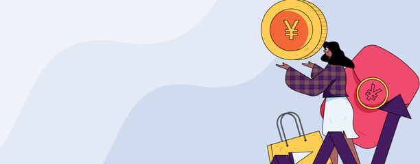 Holiday Shopping E-Commerce Online Shopping People Flat Vector Concept Operation Hand Drawn Illustration
