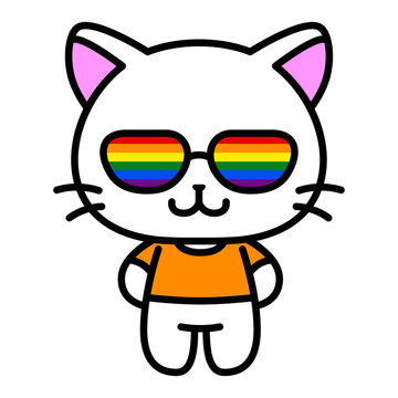 Vector Cartoon Cute Pride Cat Characters Isolated