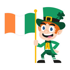 Vector Cartoon Cute Saint Patrick Leprechaun Illustration Isolated