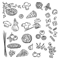 Italien Italienische Küche Vektor Set für Koch und Köchin