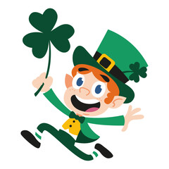 Vector Cartoon Cute Saint Patrick Leprechaun Illustration Isolated