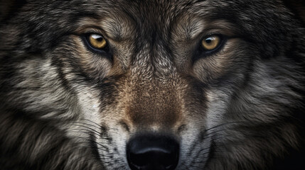 gray wolf portrait HD 8K wallpaper Stock Photographic Image - obrazy, fototapety, plakaty