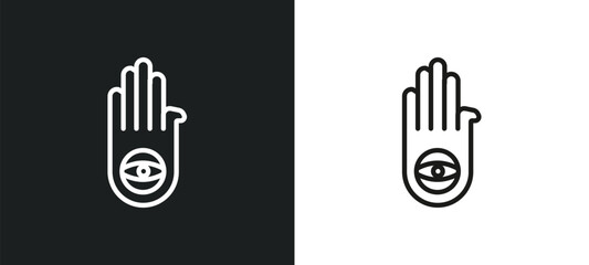Obraz premium jainism outline icon in white and black colors. jainism flat vector icon from religion collection for web, mobile apps and ui.