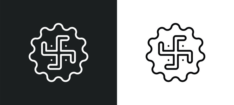 swastica outline icon in white and black colors. swastica flat vector icon from religion collection for web, mobile apps and ui.