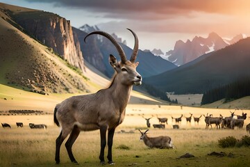Markhor in the mountains - Generative AI