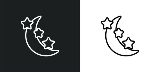 star and crescent moon outline icon in white and black colors. star and crescent moon flat vector icon from religion collection for web, mobile apps ui.