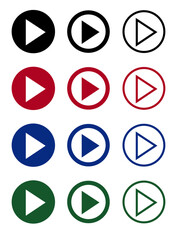 Video Play Button Icon Set. Media Buttons. Transparent Background. Vector Illustration.