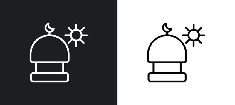 assr outline icon in white and black colors. assr flat vector icon from religion collection for web, mobile apps and ui.